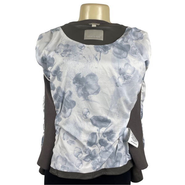 Soia & Kyo Womens Leather Jacket With Zipper and Floral Lining Size M
