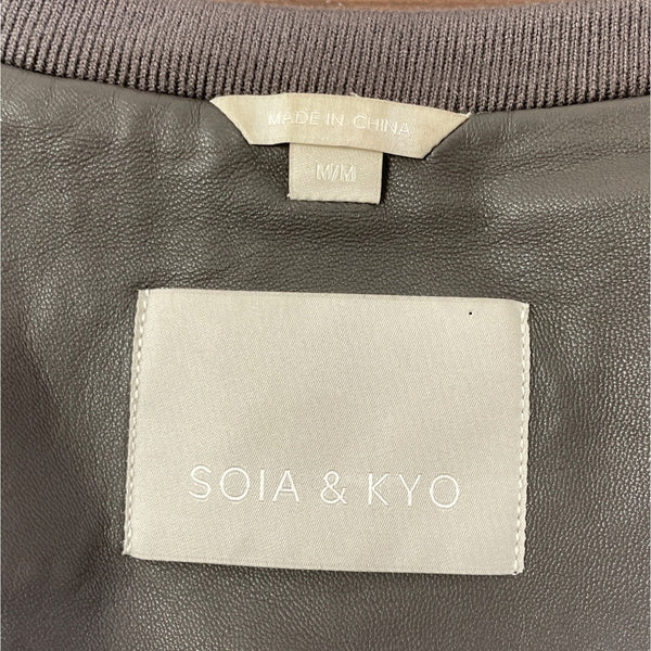 Soia & Kyo Womens Leather Jacket With Zipper and Floral Lining Size M