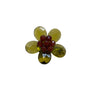 Vintage Flower Brooch With Yellow Petals & Red Beaded Center - Retro Style Pin For Accessories