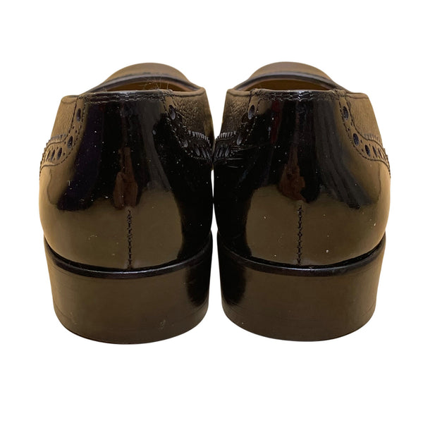 Salvatore Ferragamo Women’s Black Pebble Suede patented Cap Toe Dress Shoes Sz 7