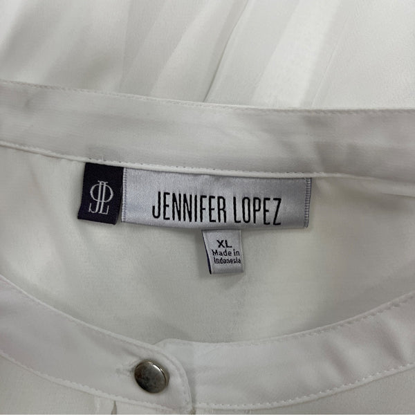 Jennifer Lopez Women's White Sheer Sleeveless Blouse Loose Fit Size XL
