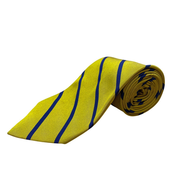 Vintage Brooks Brothers Yellow & Blue Silk Striped Tie Approx 57" Hand Made USA