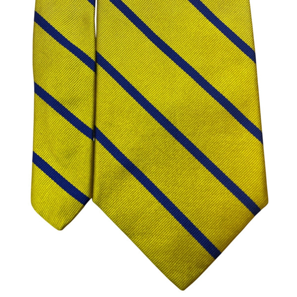 Vintage Brooks Brothers Yellow & Blue Silk Striped Tie Approx 57" Hand Made USA