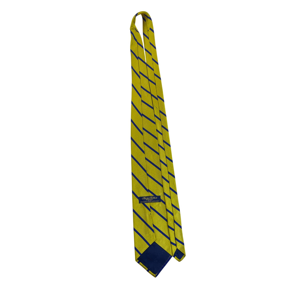 Vintage Brooks Brothers Yellow & Blue Silk Striped Tie Approx 57" Hand Made USA