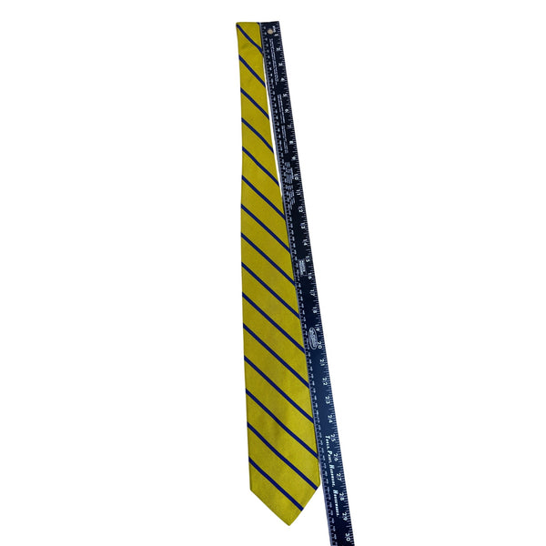 Vintage Brooks Brothers Yellow & Blue Silk Striped Tie Approx 57" Hand Made USA