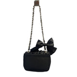 White House Black Market Chain Strap Bag Black Bow Detail Satin