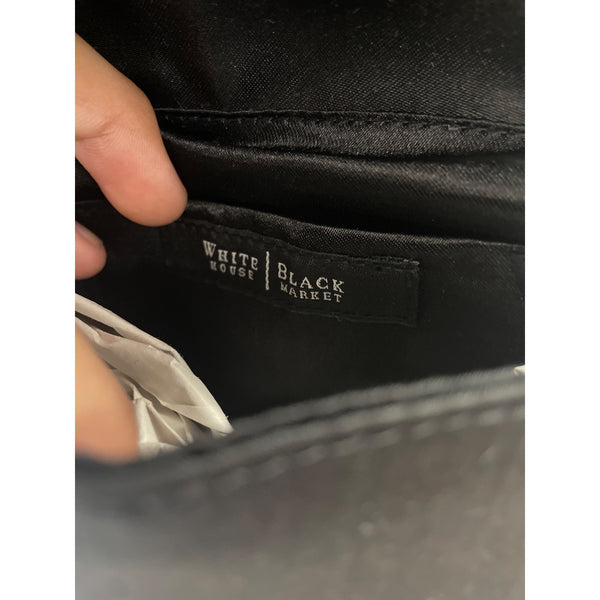White House Black Market Chain Strap Bag Black Bow Detail Satin