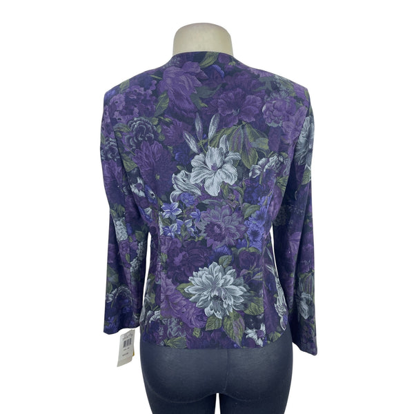 Notations Petite Women's Floral Zip Jacket Purple Size PM