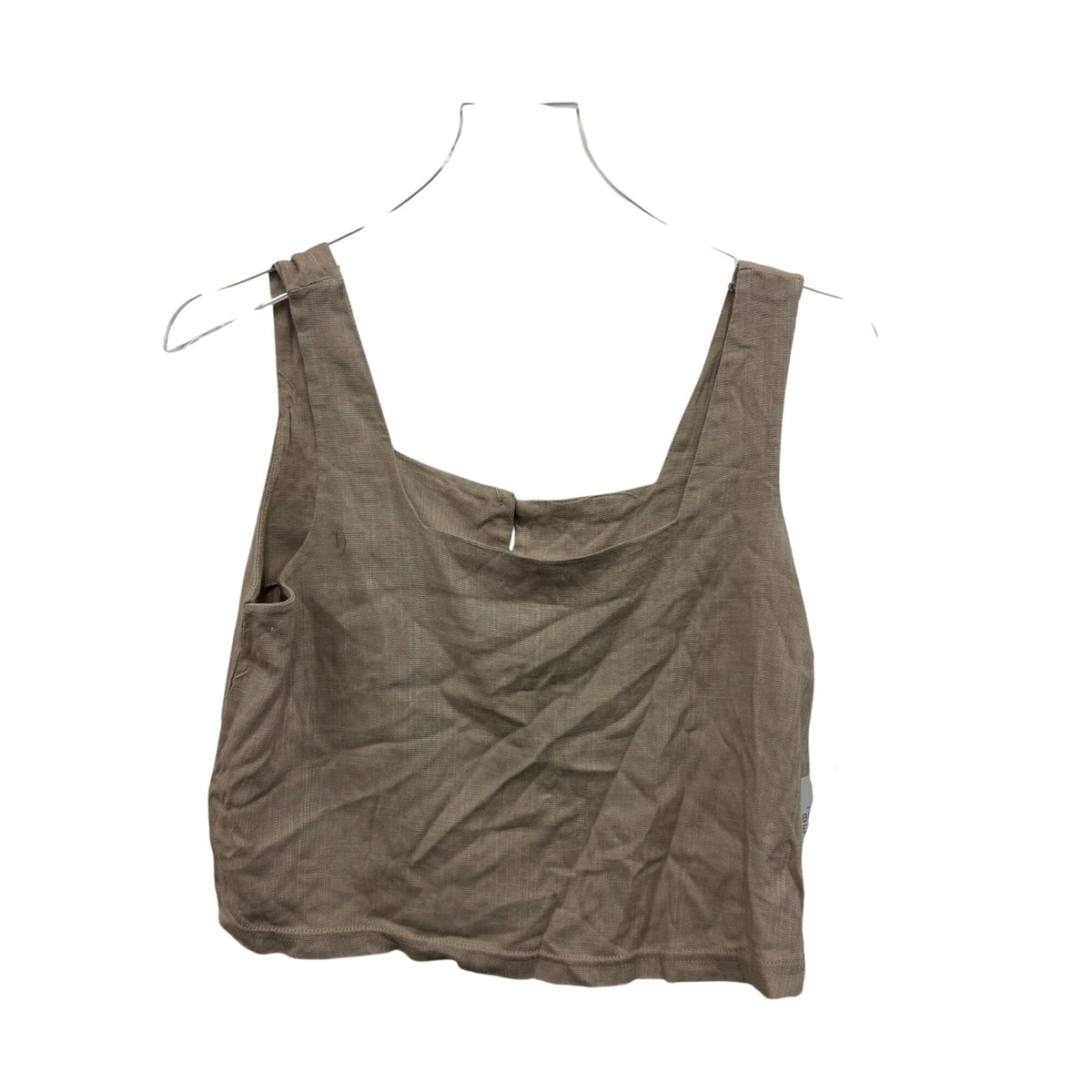 Bloom Seasons Women Beige Rayon/Spandex Crop Tank Top Medium Sleeveless Chic Style