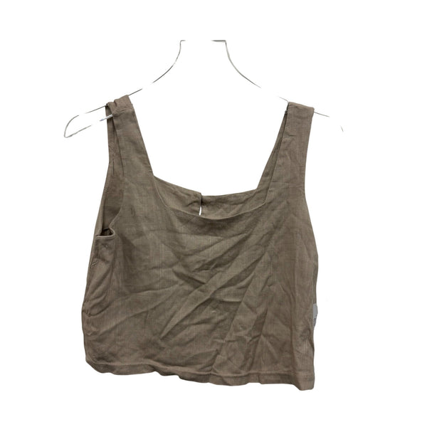 Bloom Seasons Women Beige Rayon/Spandex Crop Tank Top Medium Sleeveless Chic Style