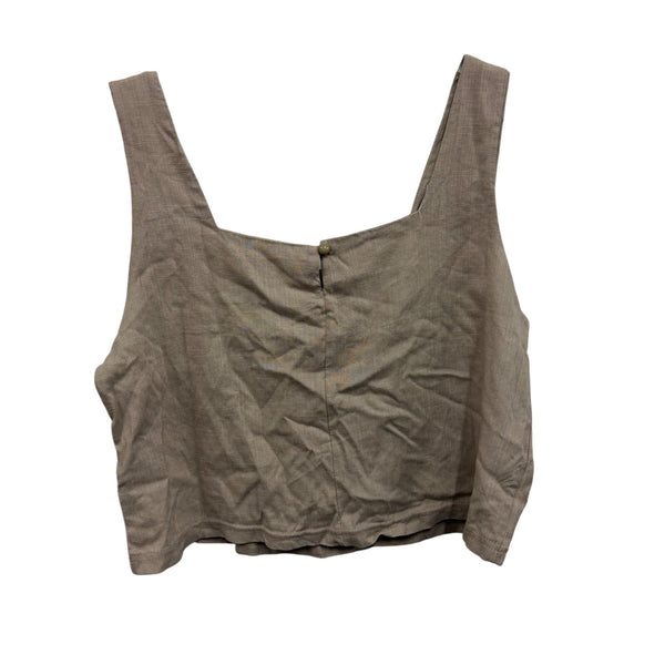 Bloom Seasons Women Beige Rayon/Spandex Crop Tank Top Medium Sleeveless Chic Style
