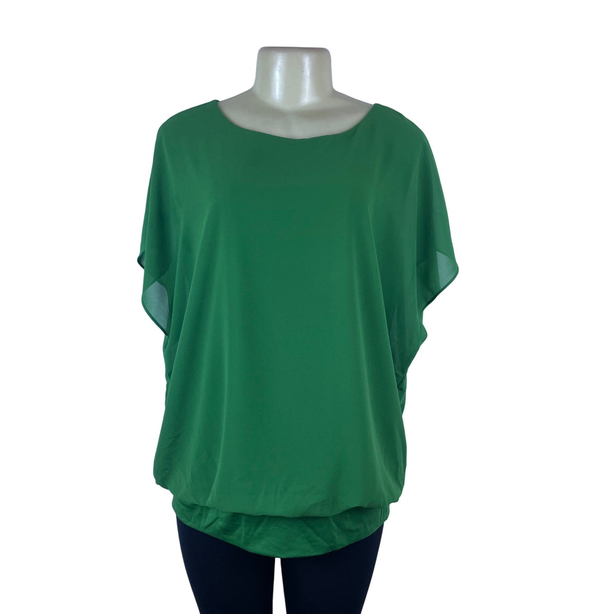 Viishow Womens Green Polyester/Rayon Loose Fit Short Sleeve Blouse XL Soft Top