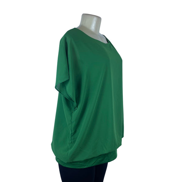 Viishow Womens Green Polyester/Rayon Loose Fit Short Sleeve Blouse XL Soft Top