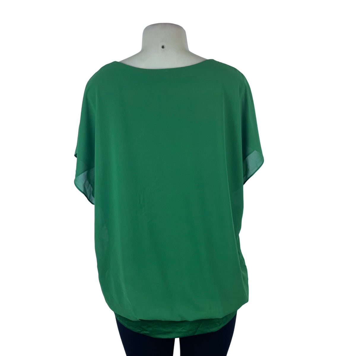 Viishow Womens Green Polyester/Rayon Loose Fit Short Sleeve Blouse XL Soft Top