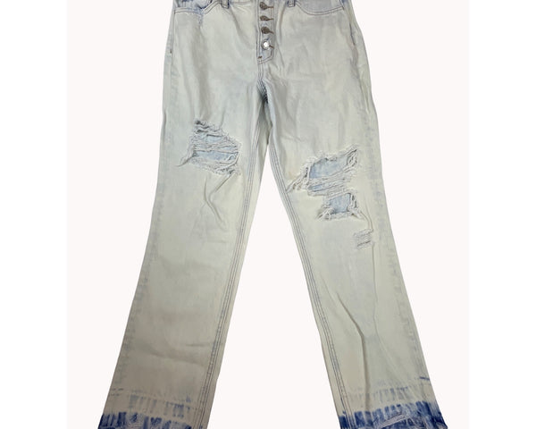 Altard State Womens Distressed Light Wash Jeans With Fringe Hem Sz 28