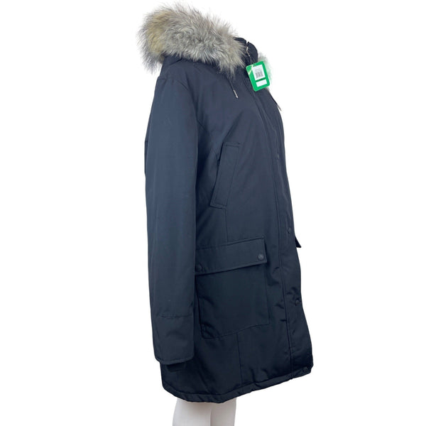 Andrew Marc Women's Black Coat With Fur Hoodie Size XL - New