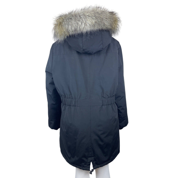 Andrew Marc Women's Black Coat With Fur Hoodie Size XL - New