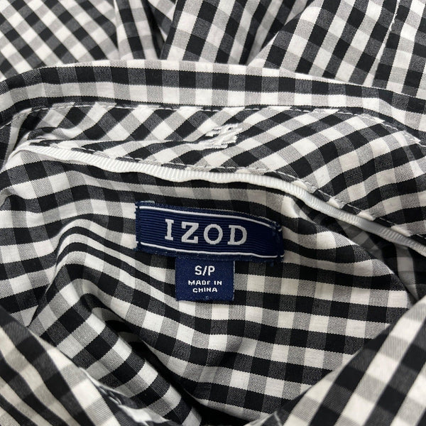 Izod Black & White Gingham Sleeveless Button-Up Top With Ruffle Front Sz SP