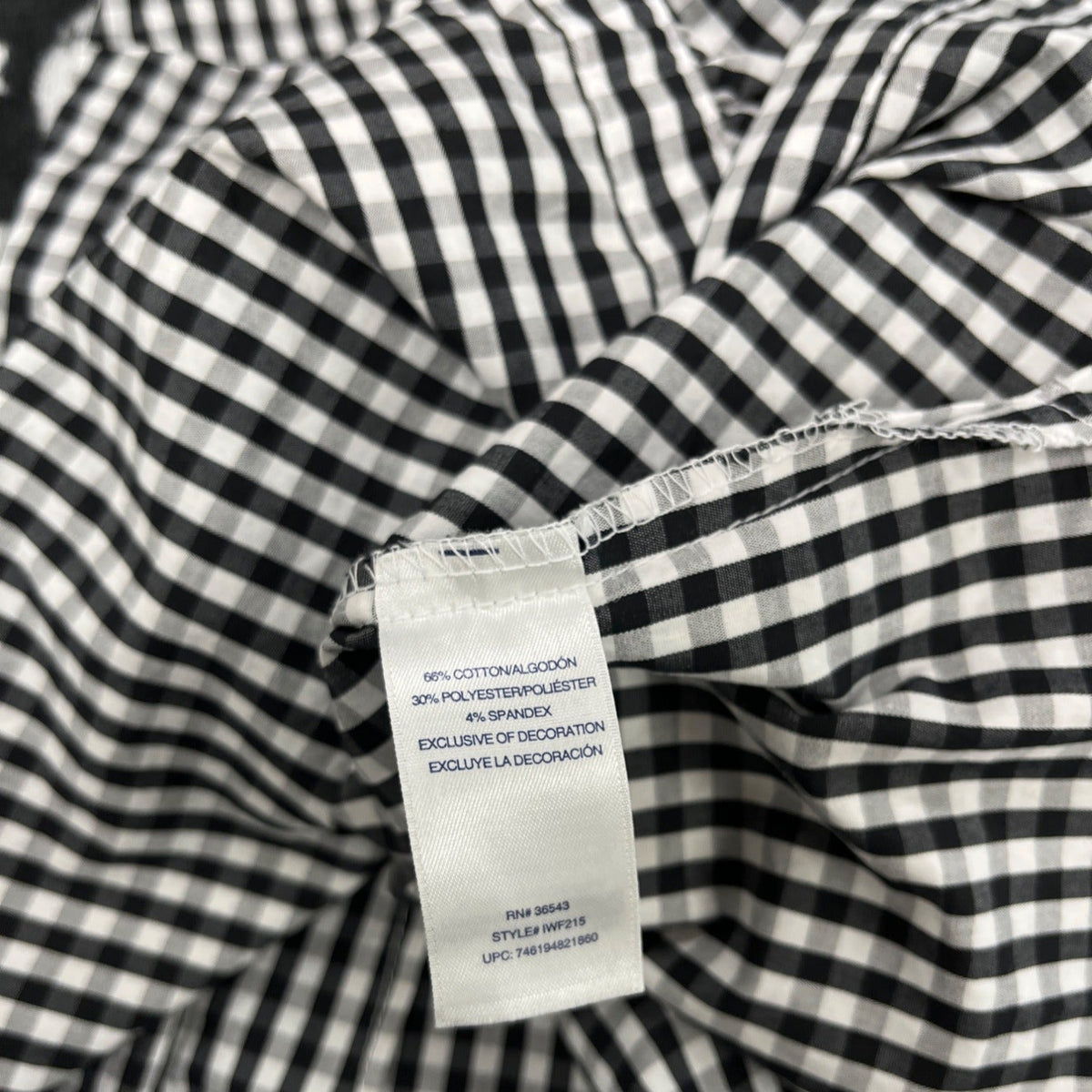 Izod Black & White Gingham Sleeveless Button-Up Top With Ruffle Front Sz SP