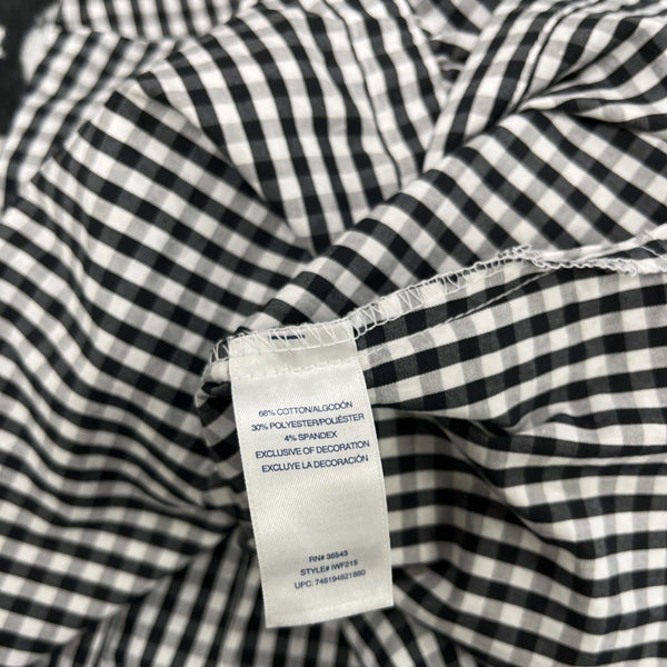 Izod Black & White Gingham Sleeveless Button-Up Top With Ruffle Front Sz SP