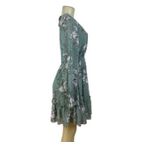 Prettywear Women's Sage Floral Long Sleeve Blousson Dress Sz M - New