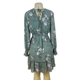 Prettywear Women's Sage Floral Long Sleeve Blousson Dress Sz M - New