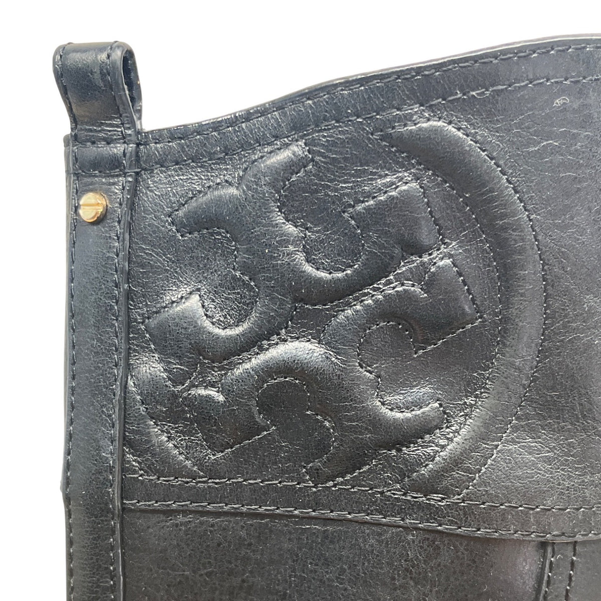 Tory Burch Women’s Black Leather Knee-High Riding Zip Up Boots Sz 10M