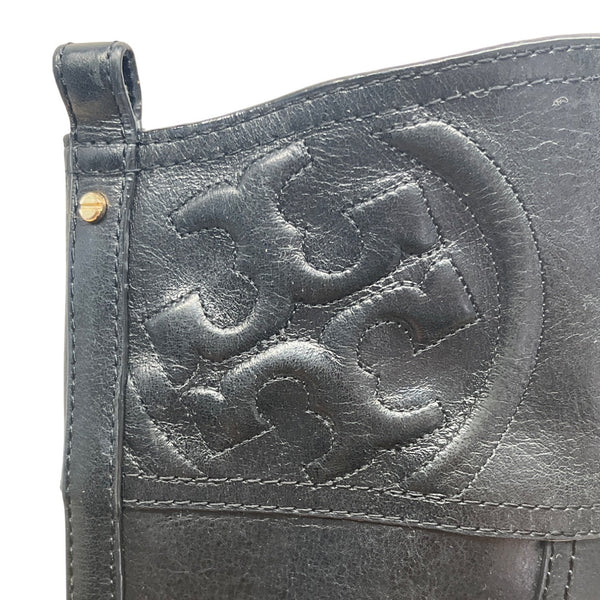 Tory Burch Women’s Black Leather Knee-High Riding Zip Up Boots Sz 10M