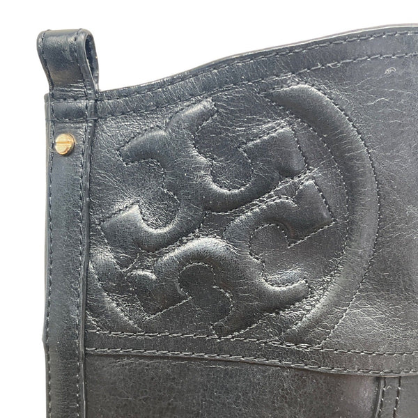 Tory Burch Women’s Black Leather Knee-High Riding Zip Up Boots Sz 10M