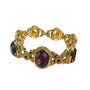 Gold Tone Purple Amethyst-Inspired Vintage Bracelet Ornate Detailed Clasp