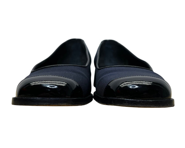 Joan & David Women’s Navy Blue Black Patent Leather Low Heel Pumps Size 7.5