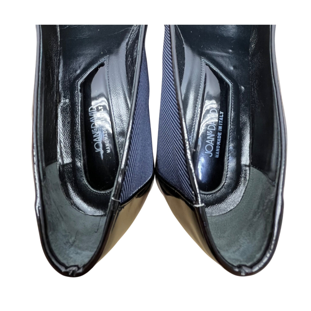 Joan & David Women’s Navy Blue Black Patent Leather Low Heel Pumps Size 7.5