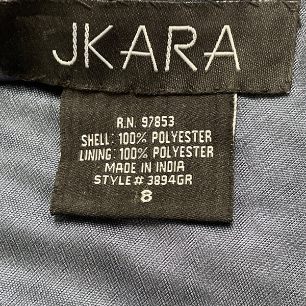 Jkara Womens Navy Polyester Beaded Flutter Sleeve Chiffon Cocktail Dress Size 8