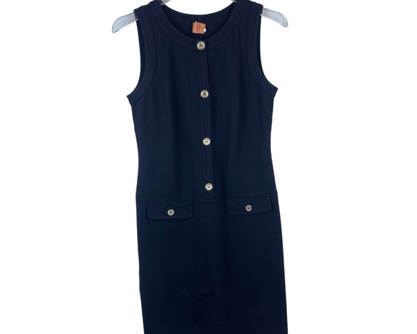J. Crew Womens Black Sleeveless Button-Front Dress With Pockets Size S