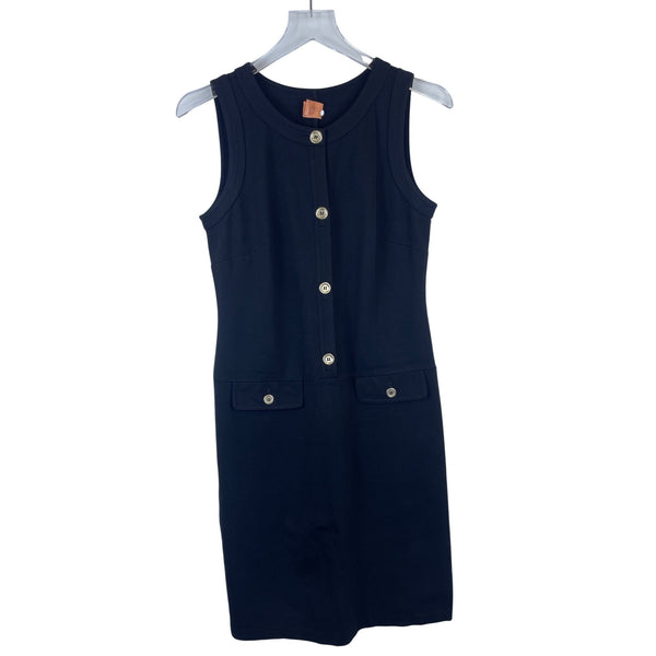 J. Crew Womens Black Sleeveless Button-Front Dress With Pockets Size S
