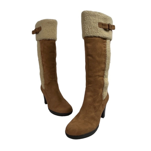 Naturalizer Women's Brown Faux Fur Knee High Boots Sz 11M