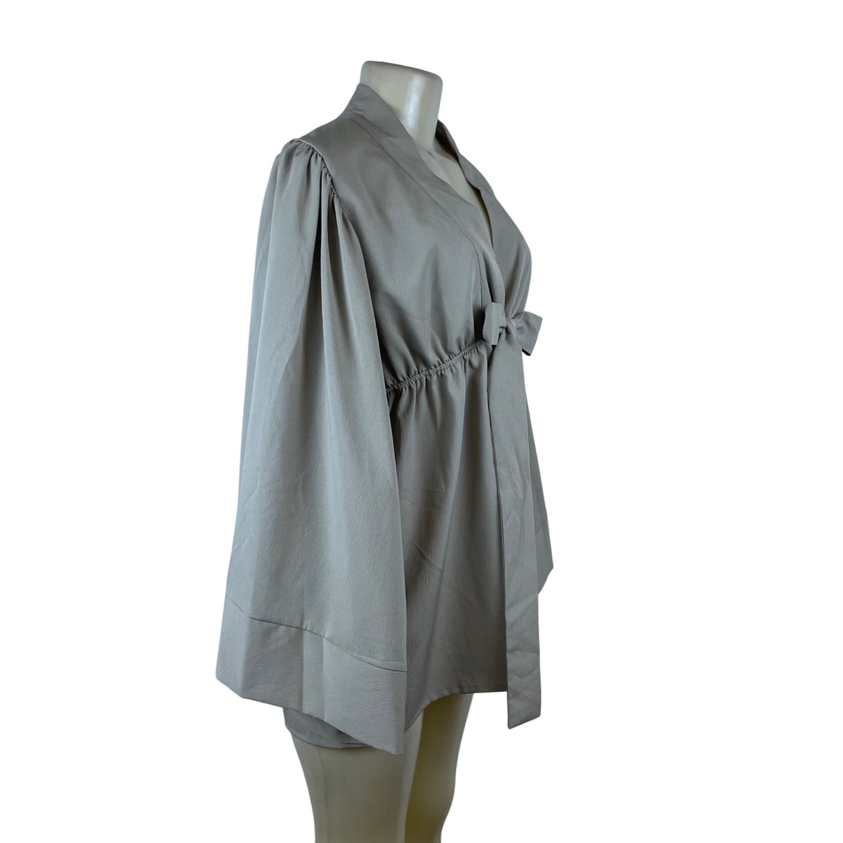 Boohoo Womens Beige Polyester Open Back Tie Front Kimono-Style Dress Size 8