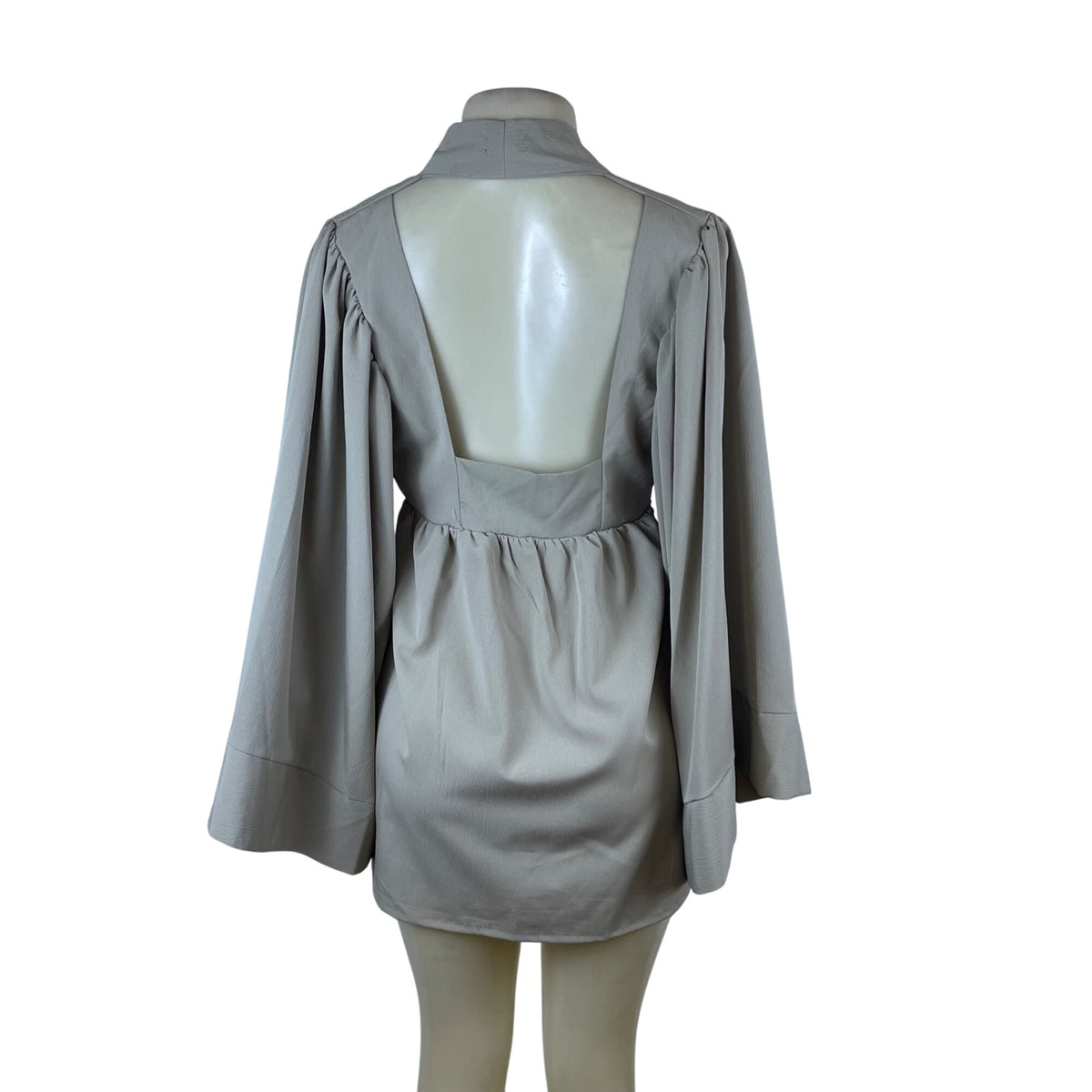 Boohoo Womens Beige Polyester Open Back Tie Front Kimono-Style Dress Size 8