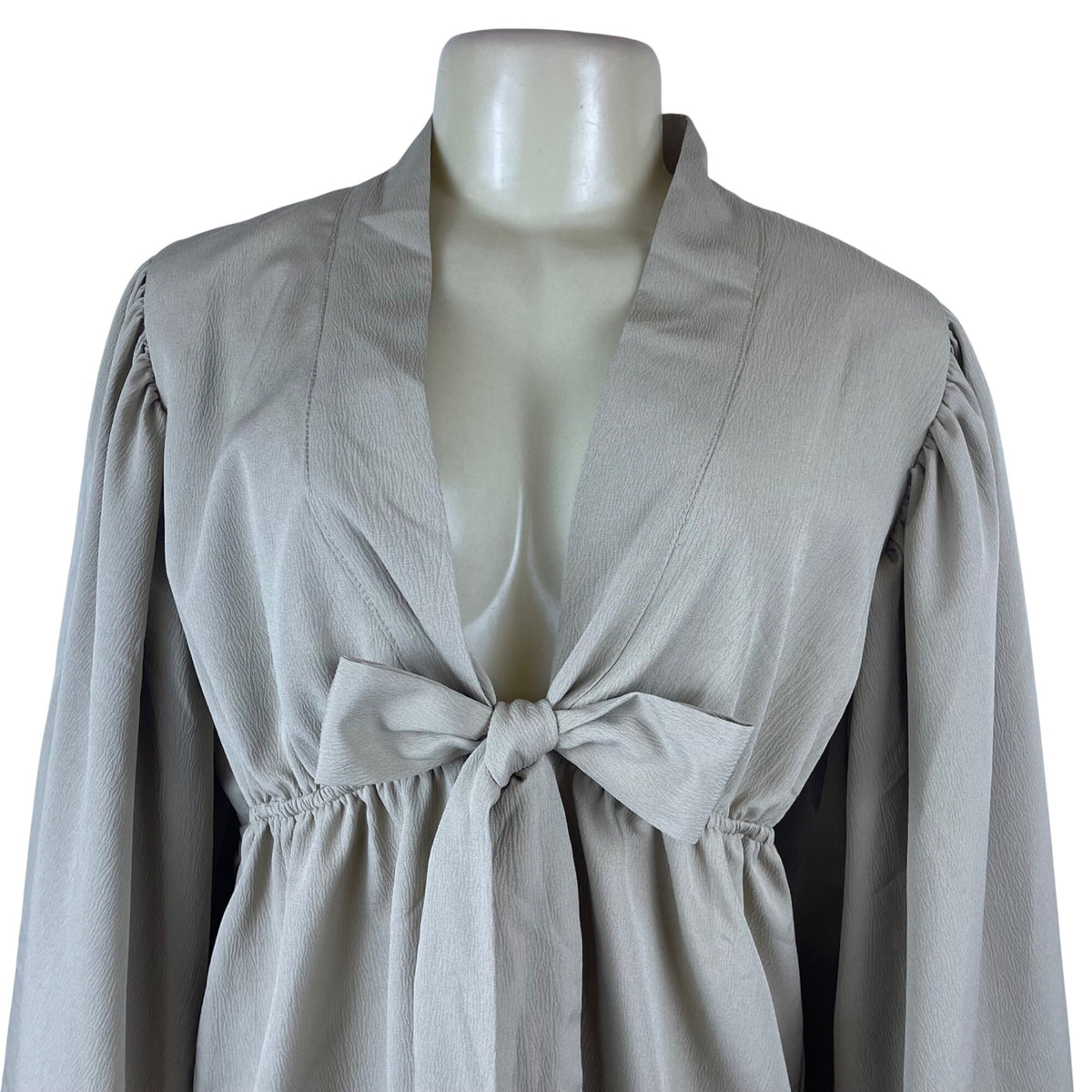 Boohoo Womens Beige Polyester Open Back Tie Front Kimono-Style Dress Size 8