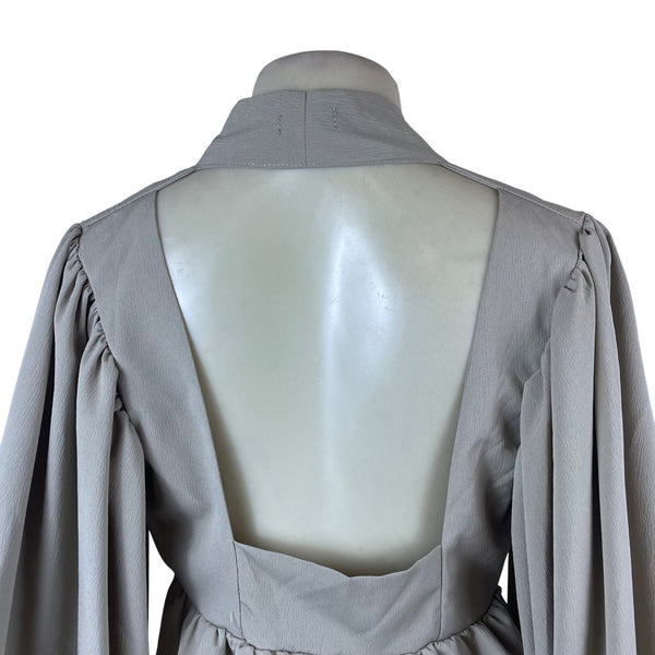 Boohoo Womens Beige Polyester Open Back Tie Front Kimono-Style Dress Size 8