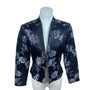 Jessica McClintock Women's Black Floral Print Satin Jacket Size 4