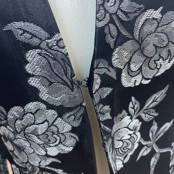 Jessica McClintock Women's Black Floral Print Satin Jacket Size 4