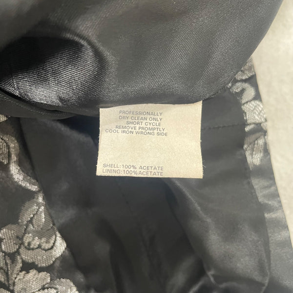 Jessica McClintock Women's Black Floral Print Satin Jacket Size 4