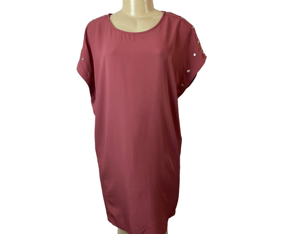 Grey & Grey Pink Sz 8 Women's Loose-fit Knee Length Round Neck Dress