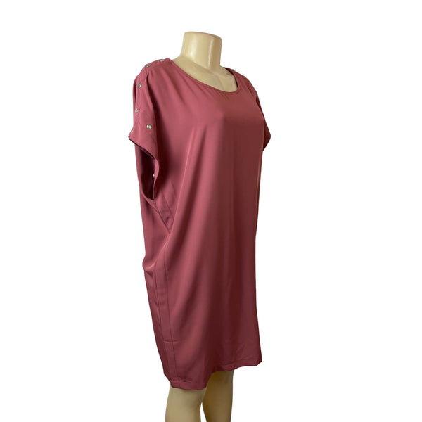 Grey & Grey Pink Sz 8 Women's Loose-fit Knee Length Round Neck Dress