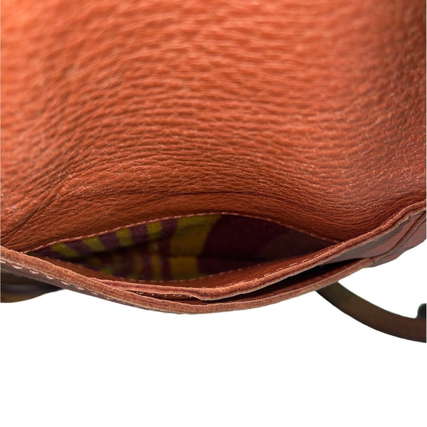 Will Leather Goods Women's Tan Brown Leather Fold Over Crossbody Bag Sz M