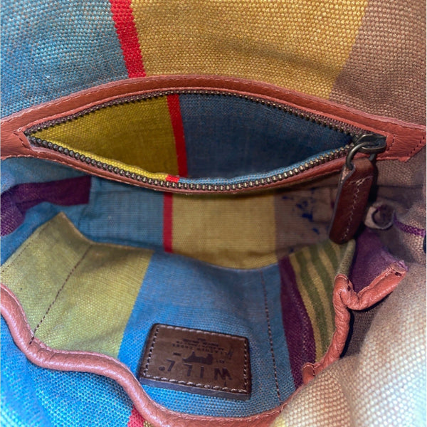 Will Leather Goods Women's Tan Brown Leather Fold Over Crossbody Bag Sz M