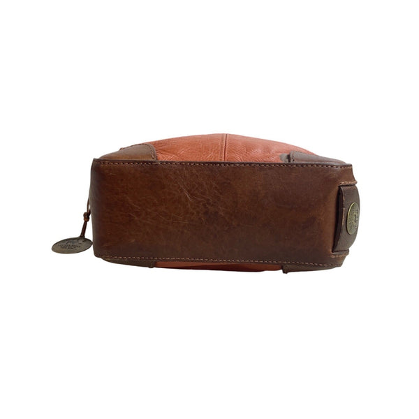 Will Leather Goods Women's Tan Brown Leather Fold Over Crossbody Bag Sz M