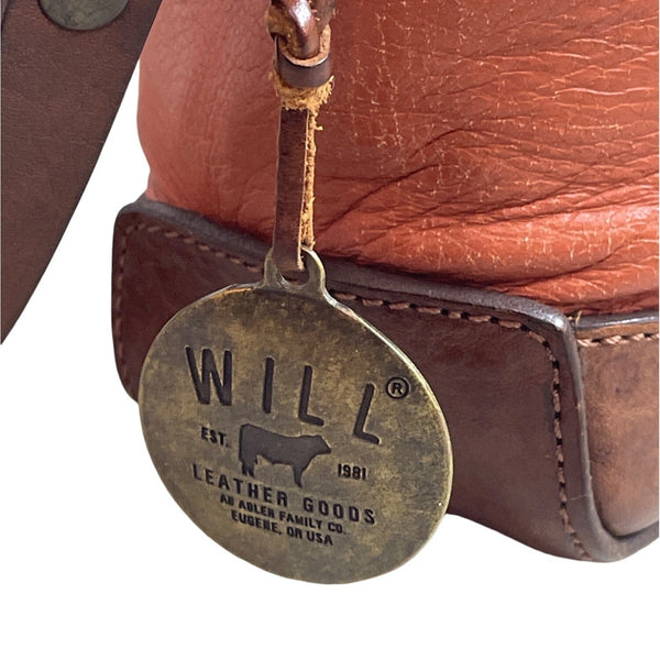 Will Leather Goods Women's Tan Brown Leather Fold Over Crossbody Bag Sz M
