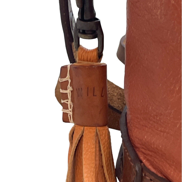 Will Leather Goods Women's Tan Brown Leather Fold Over Crossbody Bag Sz M